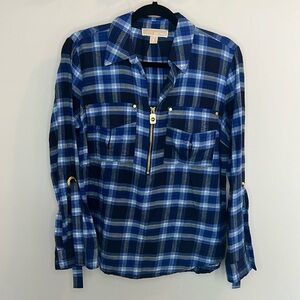 Michael Kors Plaid Quarter Zip Shirt 💙
